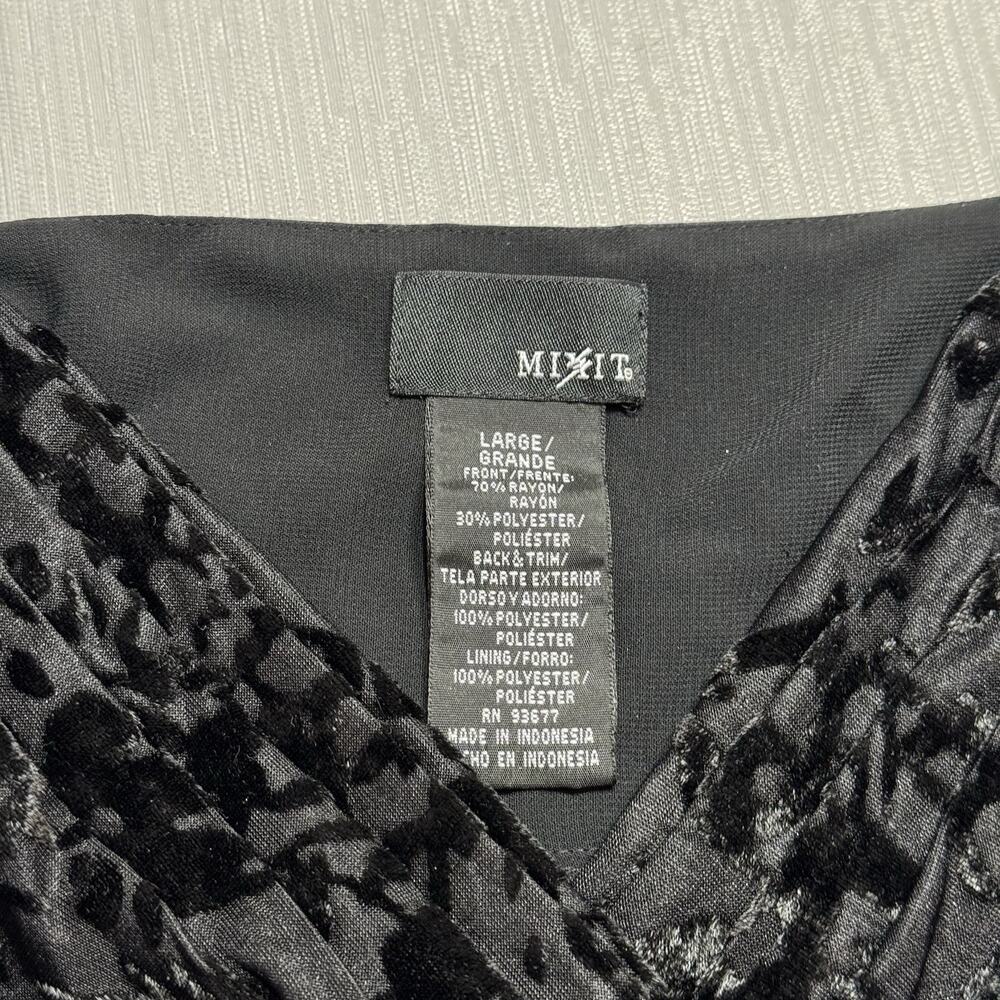 Vintaage  Babydoll Velvet Burn Out Cami by Mixit Surplice Top Size Large Black - Picture 2 of 10